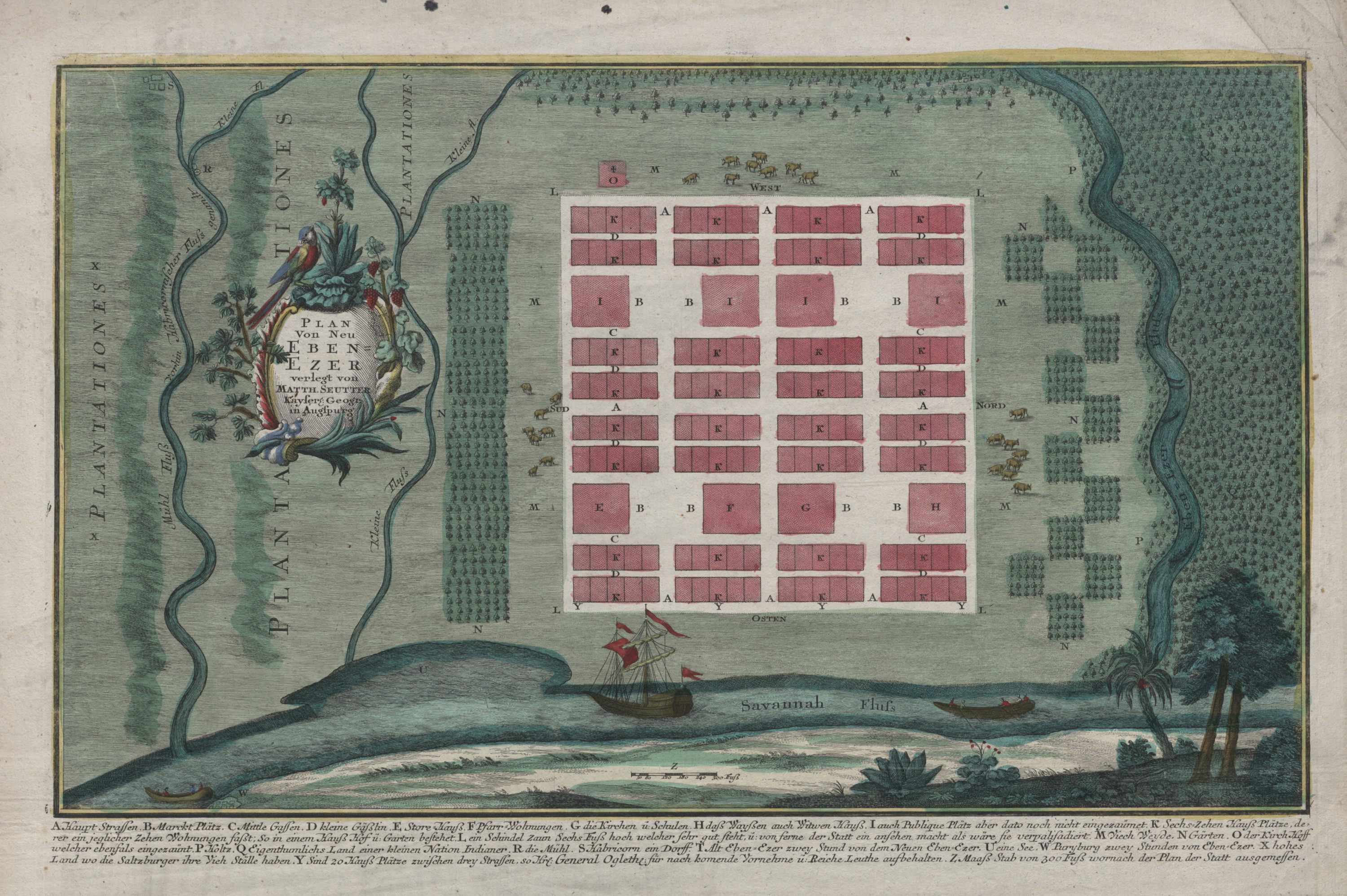 Az észak-amerikai Új-Ebenezer település térképe (1747)
